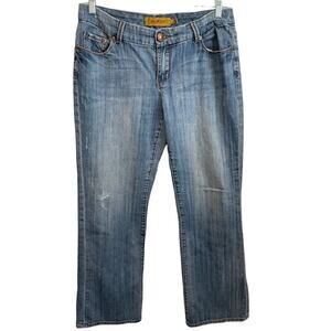 Seven7 Luxe "Thalia" women's blue denim bootcut jeans.